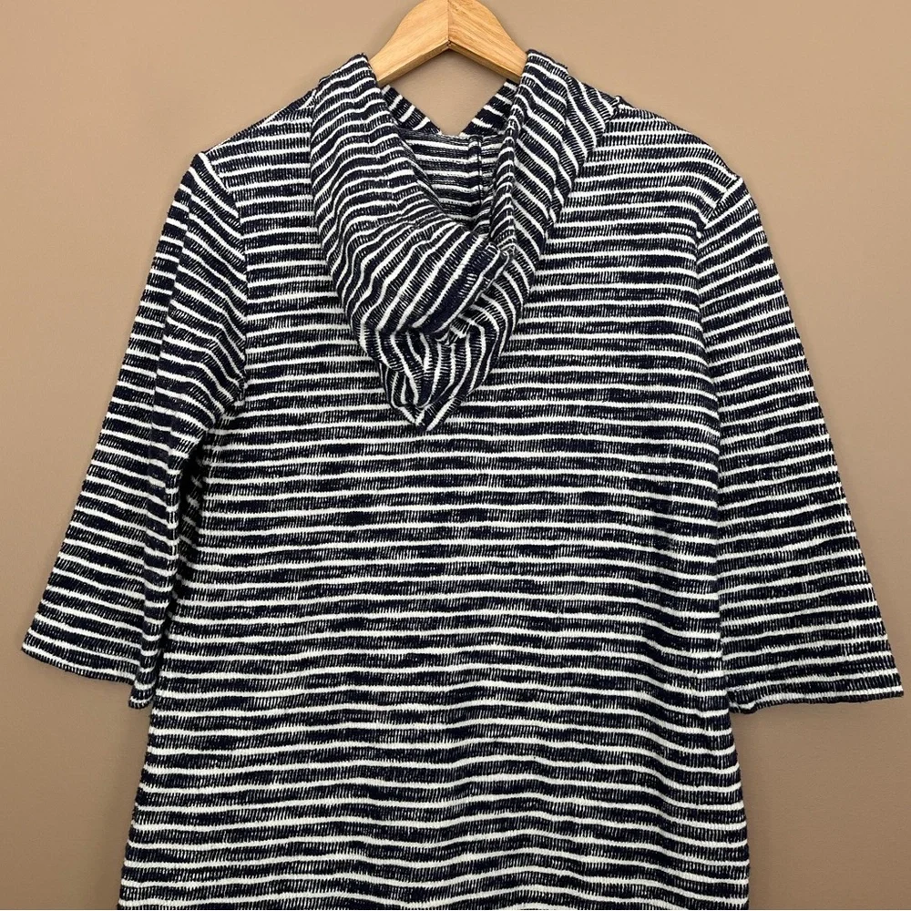 {Lou & Grey} Hooded Swimsuit Cover Up Dress in Blue & White - Womens Small - Picture 5 of 8